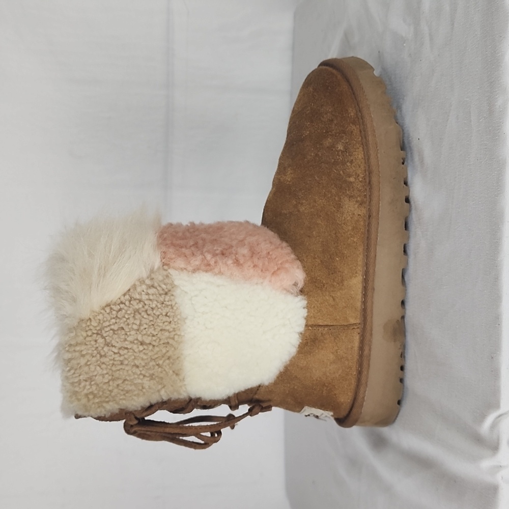 Ugg Classic Patchwork Pink And White Fur Lace Up … - image 7